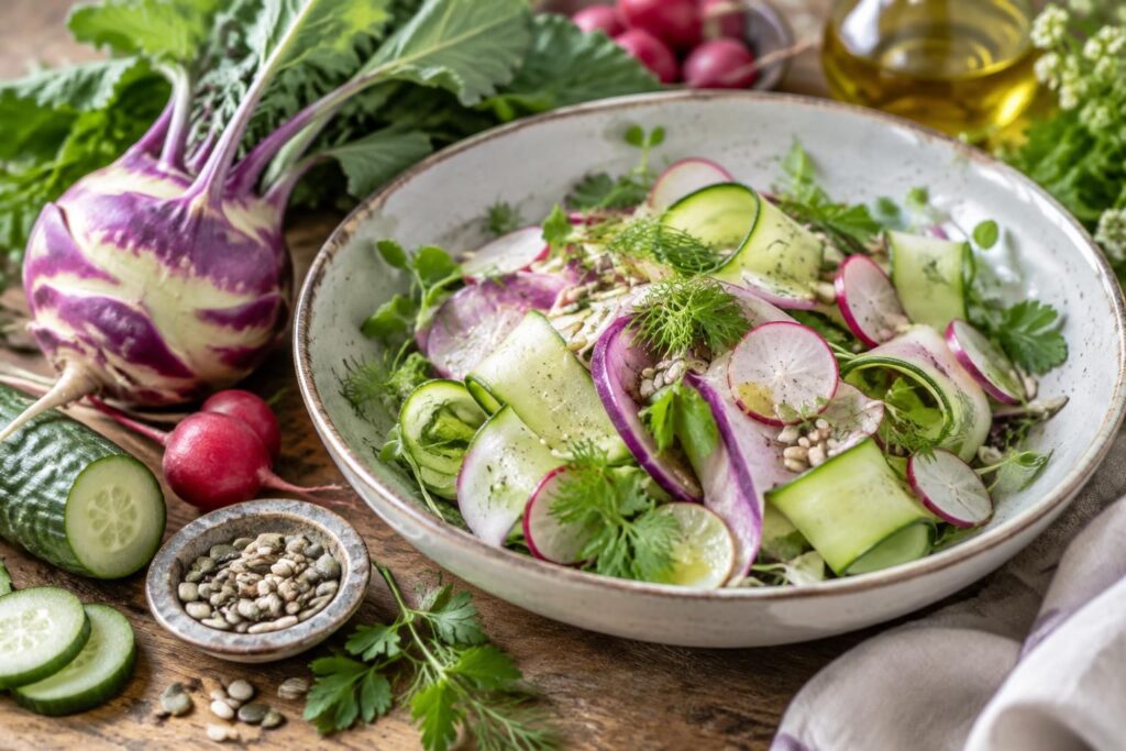 découvrez comment déguster le chou-rave cru ou en salade avec des recettes de saison fraîches, croquantes et faciles à préparer.