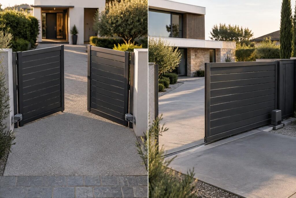 portail pliable motorisé ou coulissant : comparez leurs avantages, contraintes et besoins d’installation pour choisir le modèle adapté à votre entrée.