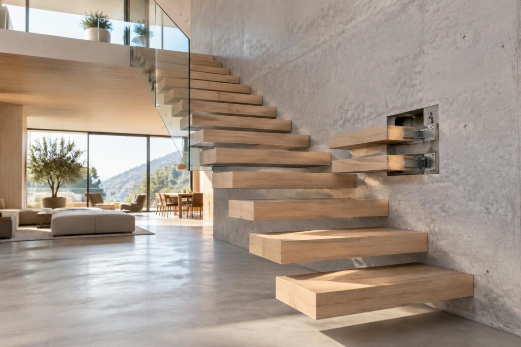 découvrez les plans et principes d’un escalier suspendu : structure, fixations et conseils pour concevoir un escalier flottant esthétique et sûr.